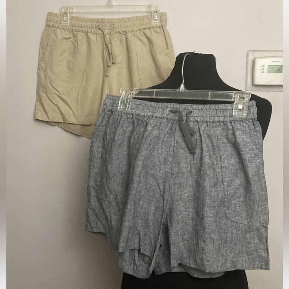 5-10 New York Company Linen blend Shorts Lot Small Blue beige Drawstring